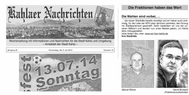 Amtsblatt “Kahlaer Nachrichten” (Ausgabe 13, Jahrgang 25) 